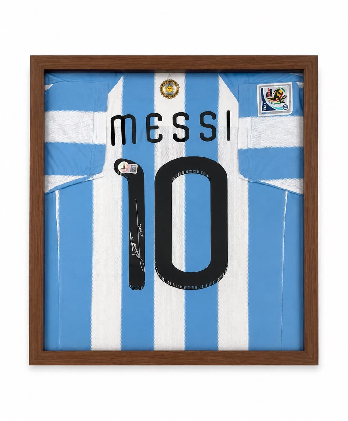 Lionel Messi Signed Argentina #10 2010 World Cup Shirt – Beckett Witness Autograph – Framed