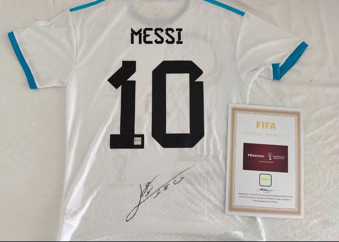 Argentina 2022 Special edition shirt - signed by Lionel Messi