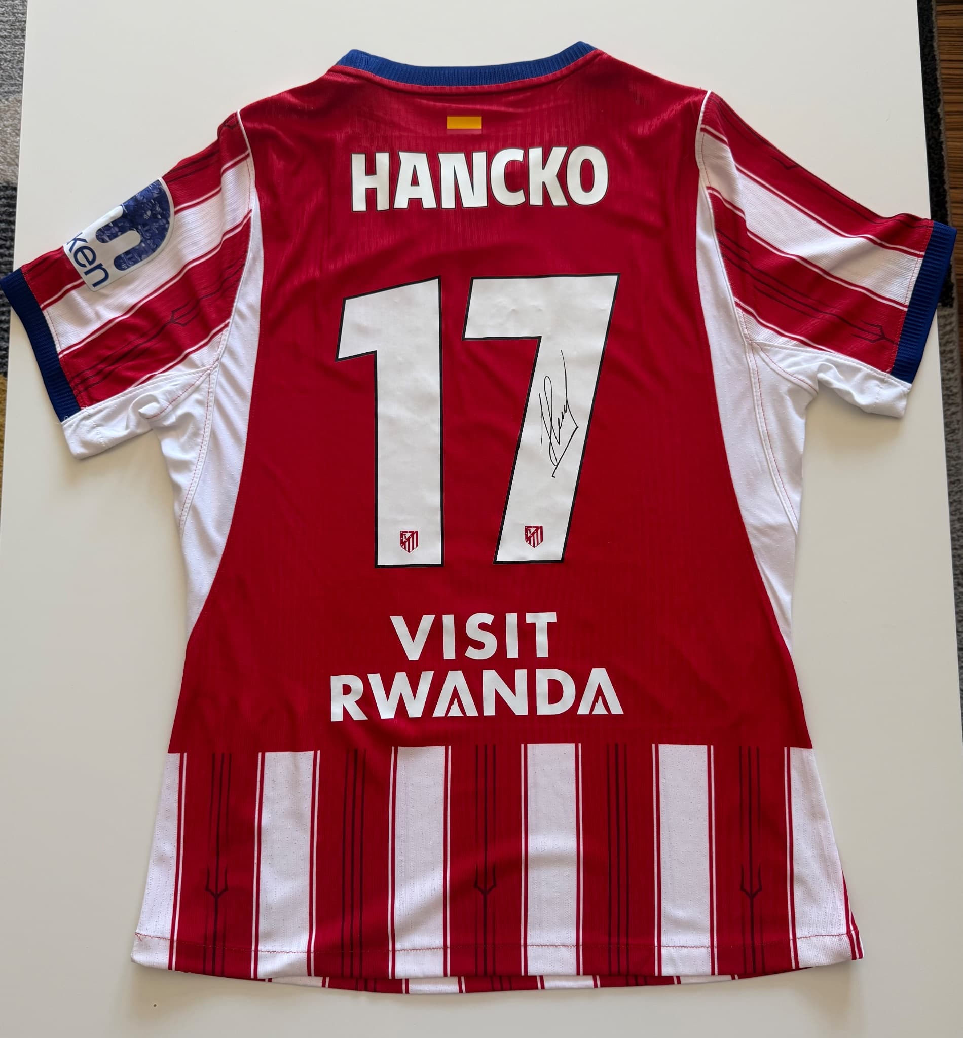 David Hancko Atletico Madrid vs Manchester United signed Match issued shirt
