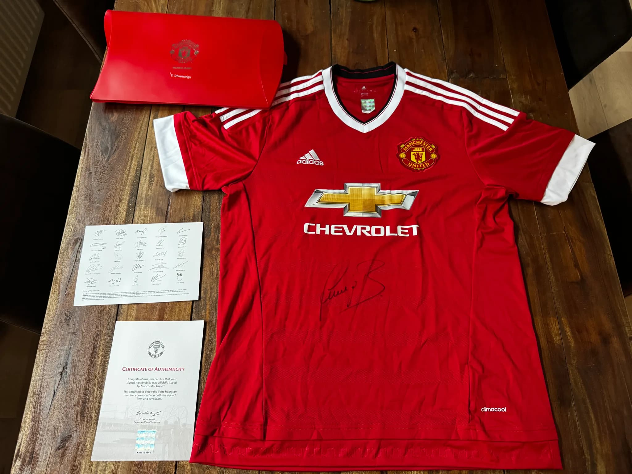 Manchester United 2015/16 – Bastian Schweinsteiger (With Official Man Utd COA & Presentation Box)